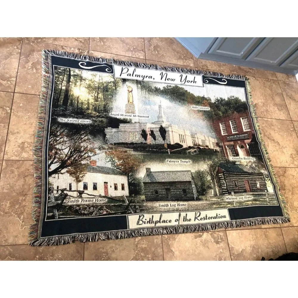 Palmyra NY Birthplace Restoration LDS Cotton Woven Tapestry Throw Blanket USA